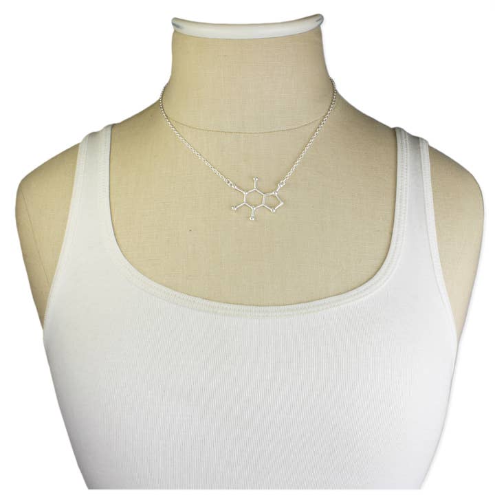 ZAD - Wholesale Pendant/Charm Necklace - Chemical Reactions Caffeine Molecule Necklace