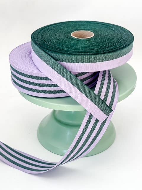 CHIC&PAPER – wholesale Band – Bomullsband BICOLOR Lavendel/Skogsgrön 25mmx50m2