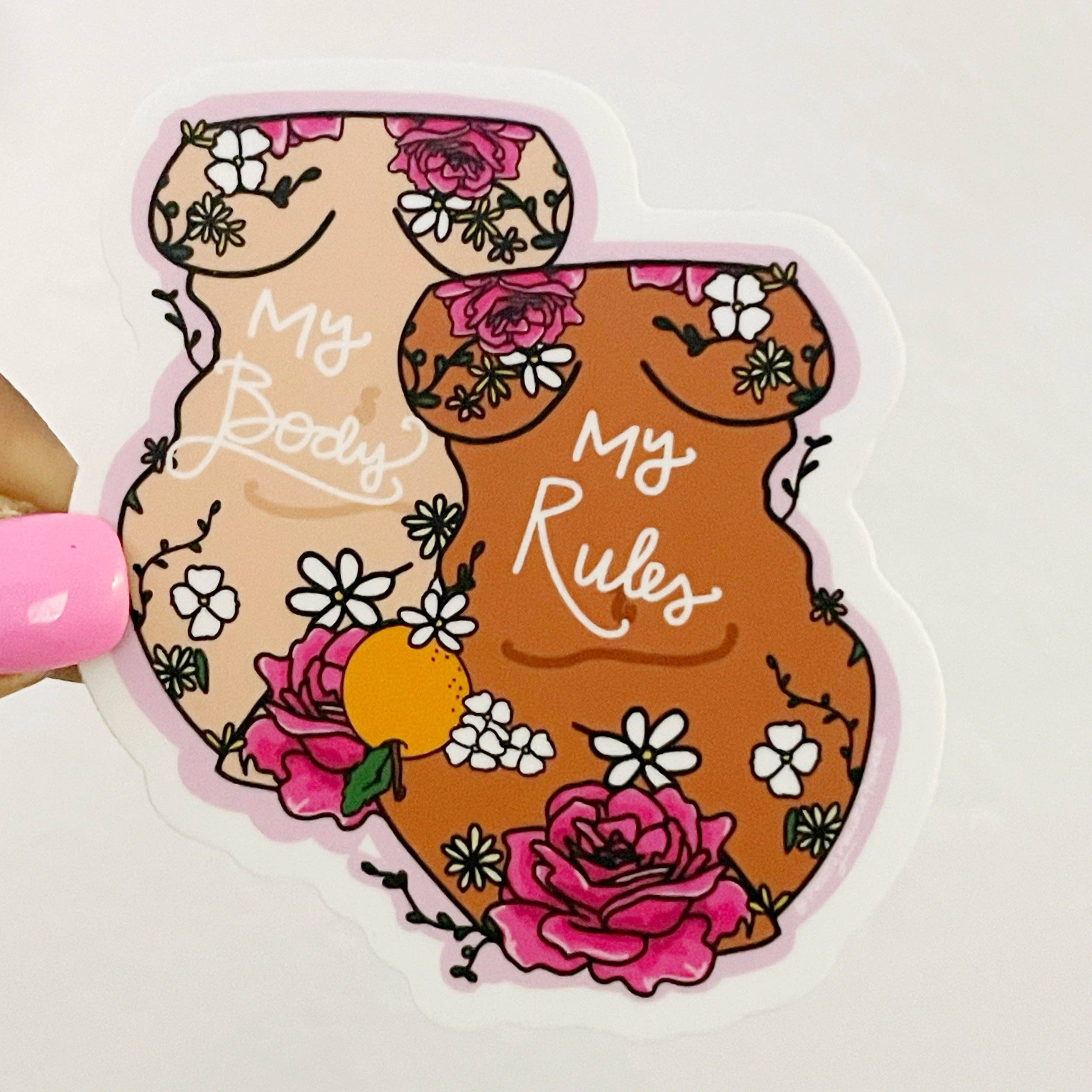 Pretty Peacock Paperie - Women's Empowerment – wholesale Klistermärke – Min kropp mina regler vinylklistermärke1