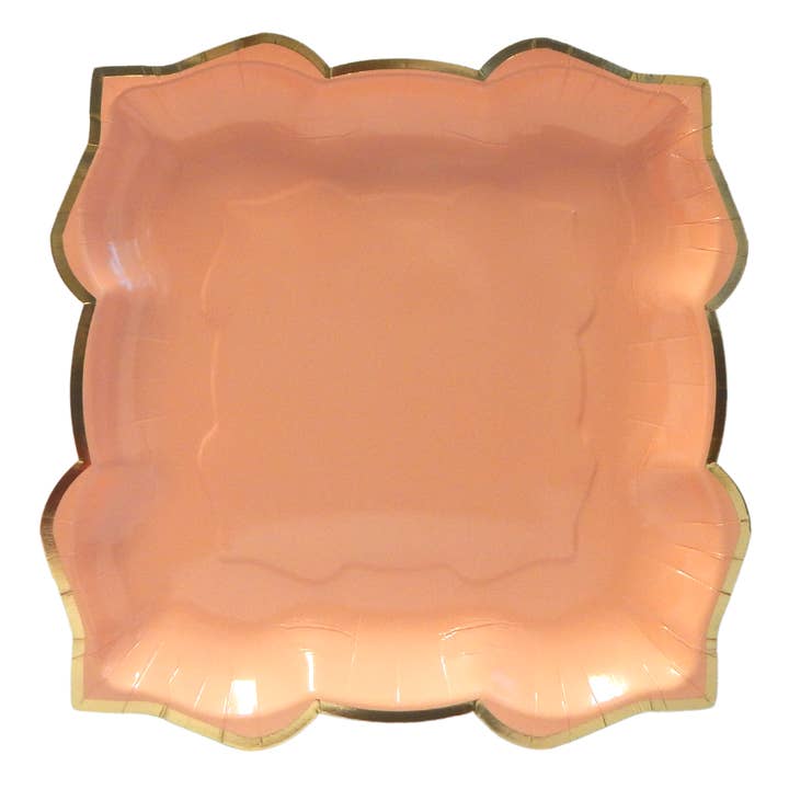 Lotus Large Party Plates (10pk) - Coral (Peach) for wholesale by Peacock Supplies