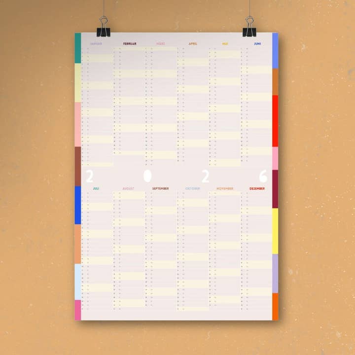 Jahresplaner DIN A2 2026 & 2027 - Beidseitig bedruckt für den Großhandel von Modern Kids Art