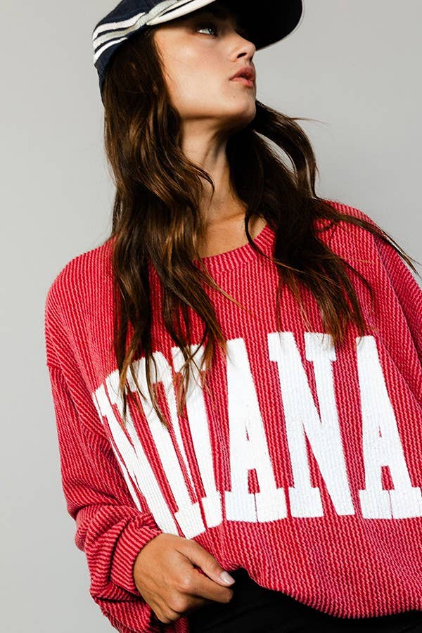 BUCKETLIST INC - Wholesale Graphic Sweatshirt - Women's - T1770I -'INDIANA' Comfy Oversize Graphic Sweatshirt, Gameday5