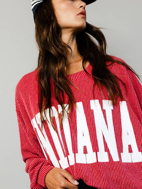 BUCKETLIST INC - Wholesale Graphic Sweatshirt - Women's - T1770I -'INDIANA' Comfy Oversize Graphic Sweatshirt, Gameday5