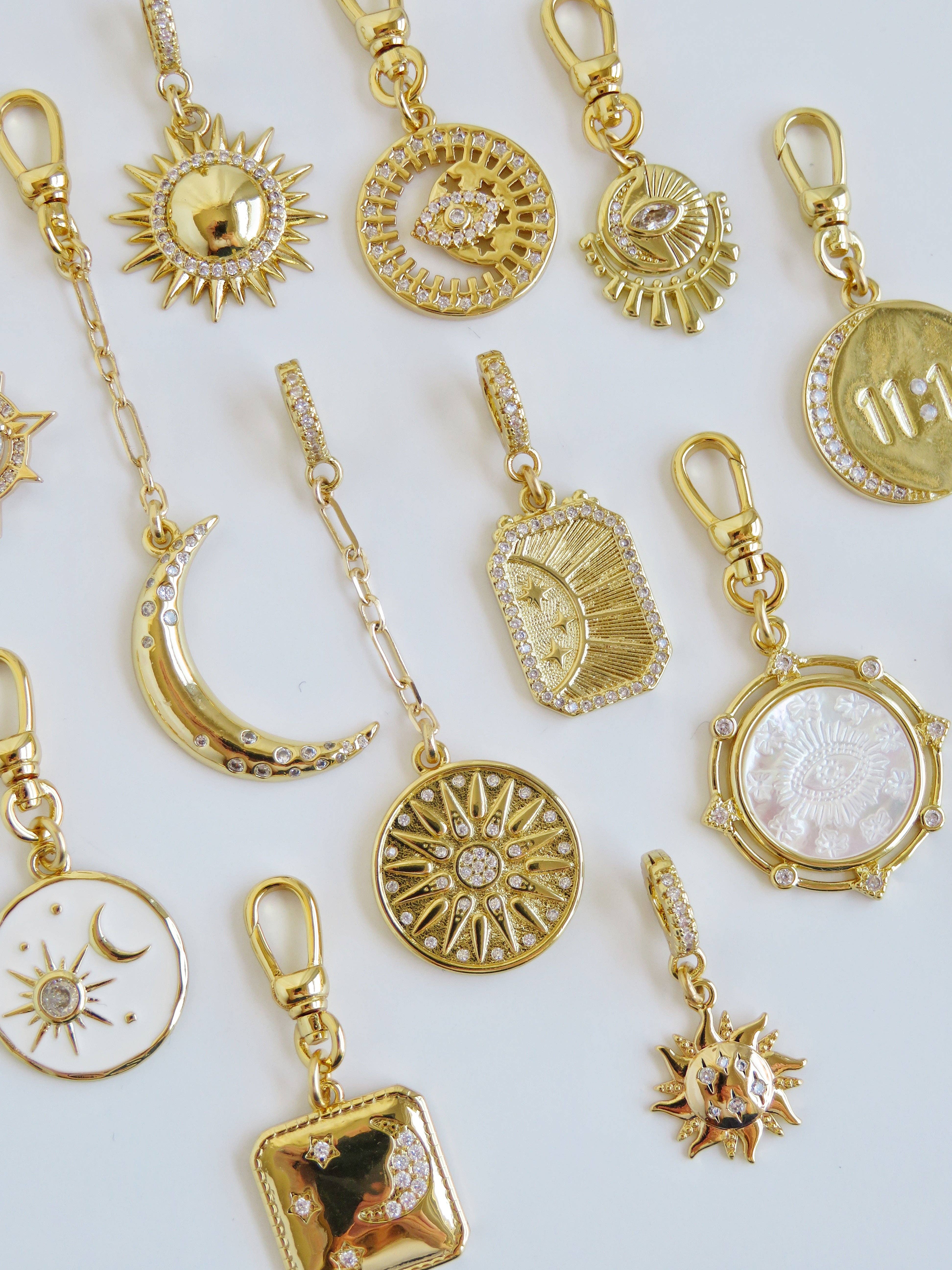 Boutique Suarez Co. - Wholesale Pendant/Charm Necklace - Celestial Hinged Clasp Chain Charms7