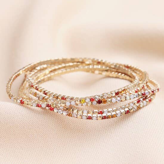 Lisa Angel – wholesale Tennis bracelet – Set of 5 Beaded Tennis Bracelets in Gold0