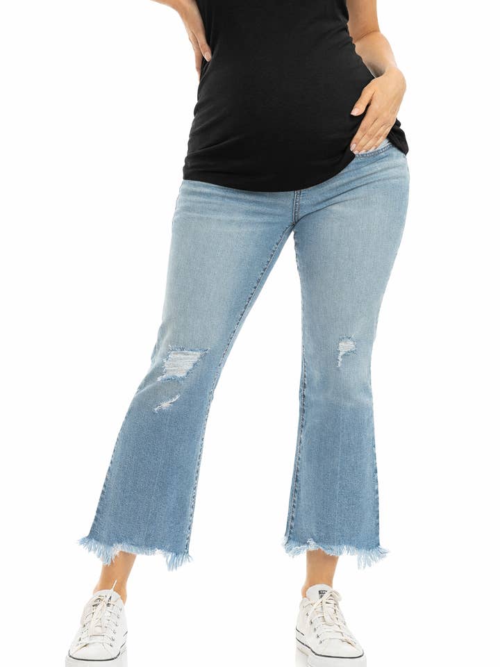 27" Maternity Sustainable Demi-Boot w/ Bellyband in Tabby for wholesale by 1822 Denim