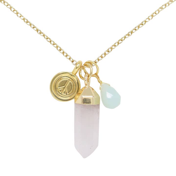 Amazonite & Gold Charm Necklace for wholesale by CHARGED