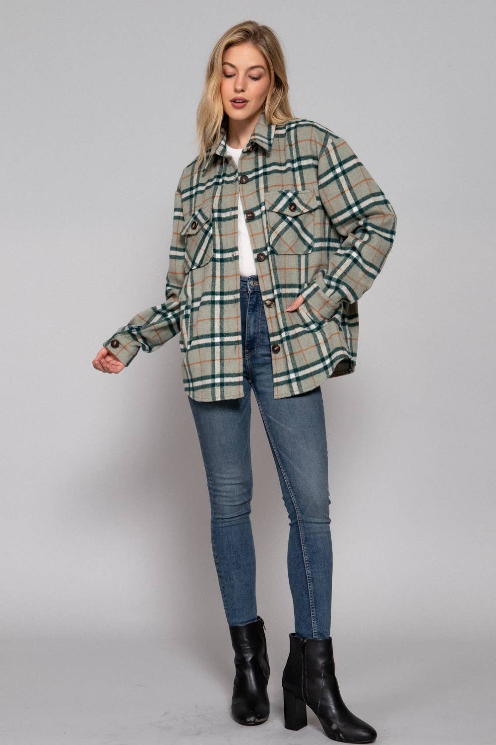 42POPS – wholesale Jacket – Women's – ',,,, Wool Blend Plaid Jacket W/ Side Pockets3
