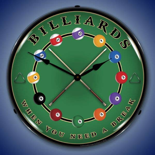 Billiards for wholesale by Collectable Sign and Clock LLC.
