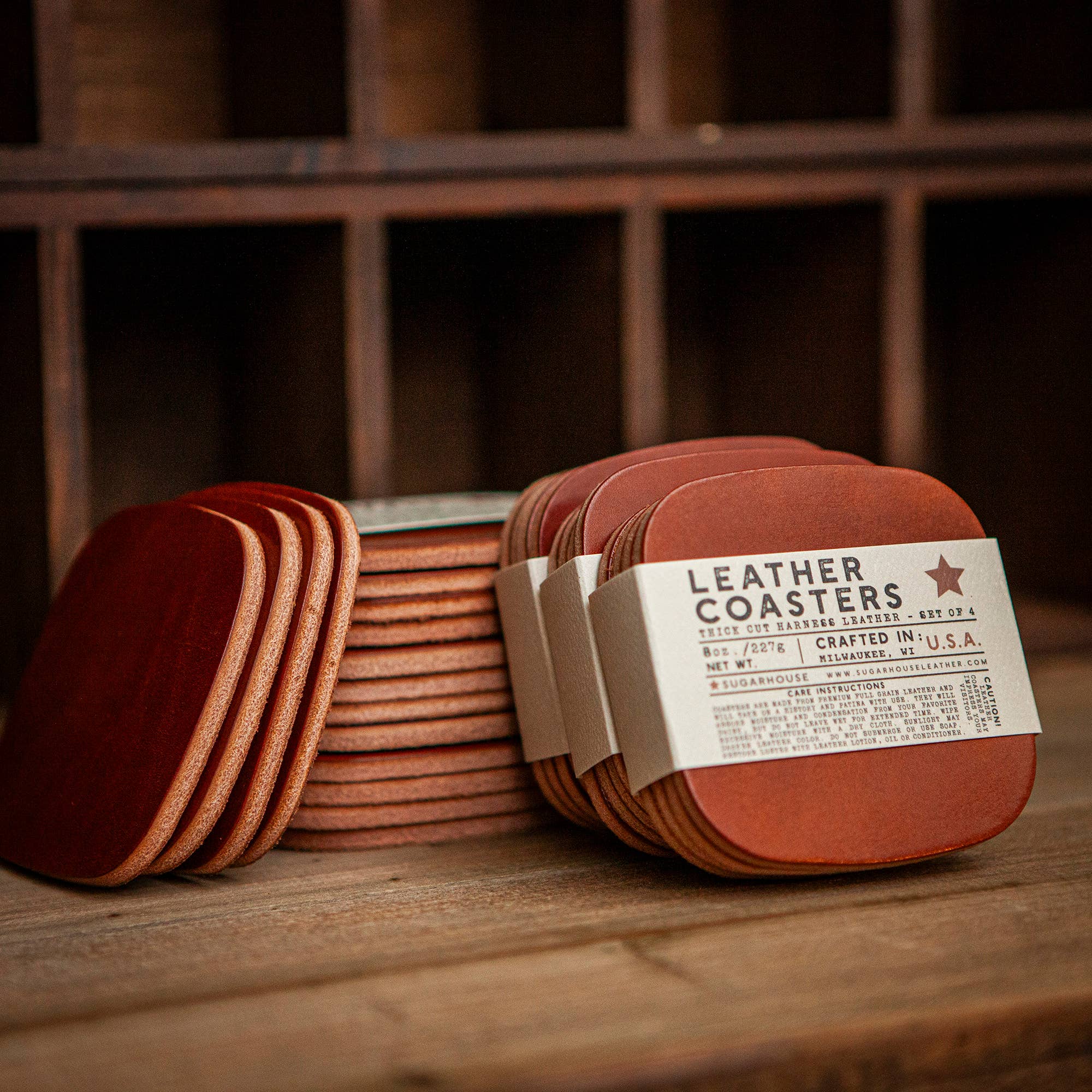 Sugarhouse Leather - Wholesale Coasters - Premium Leather Coasters Set of 41