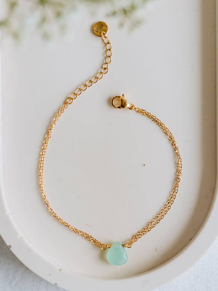 Bracelet Romy - Jade teintée vert clair pour la vente par SIKA BIJOUX