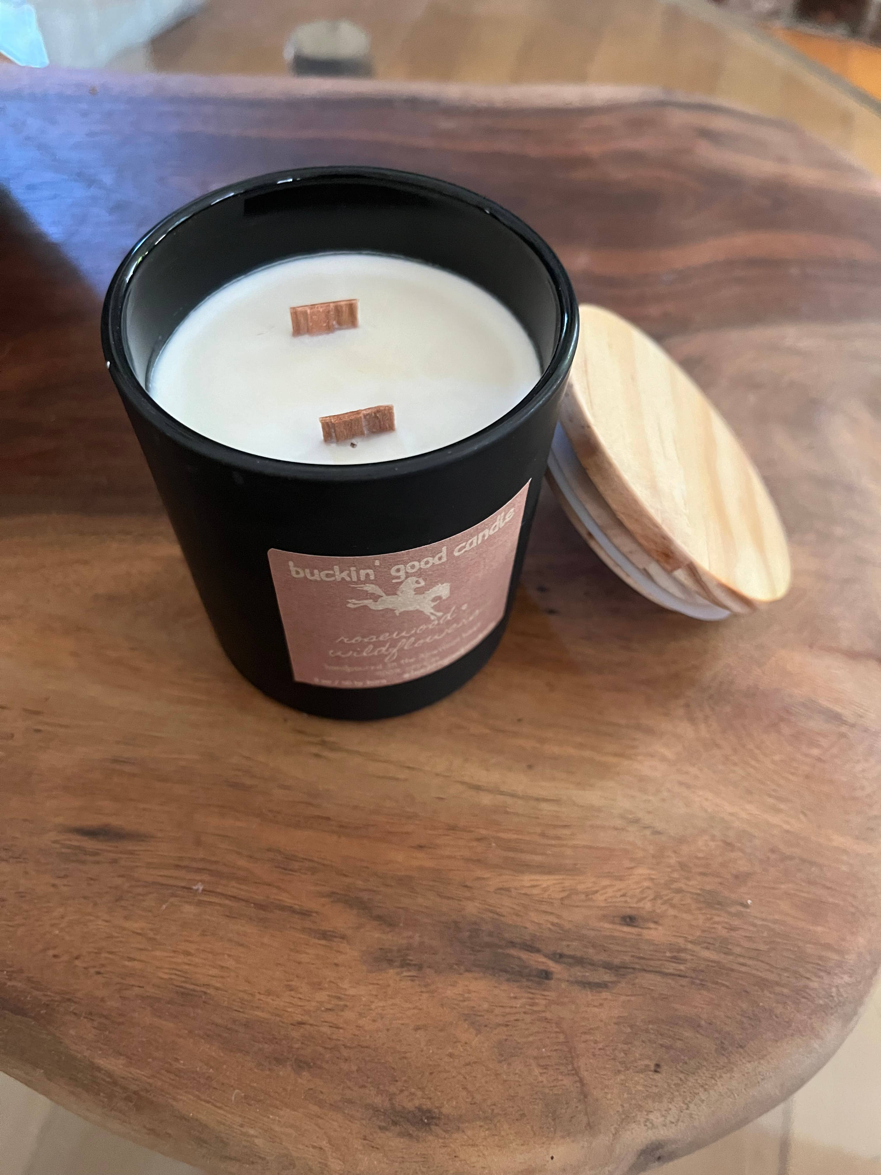 buckin’ good products - Wholesale Jar/Filled Candle - Candle Rosewood + Wildflowers (western decor)1