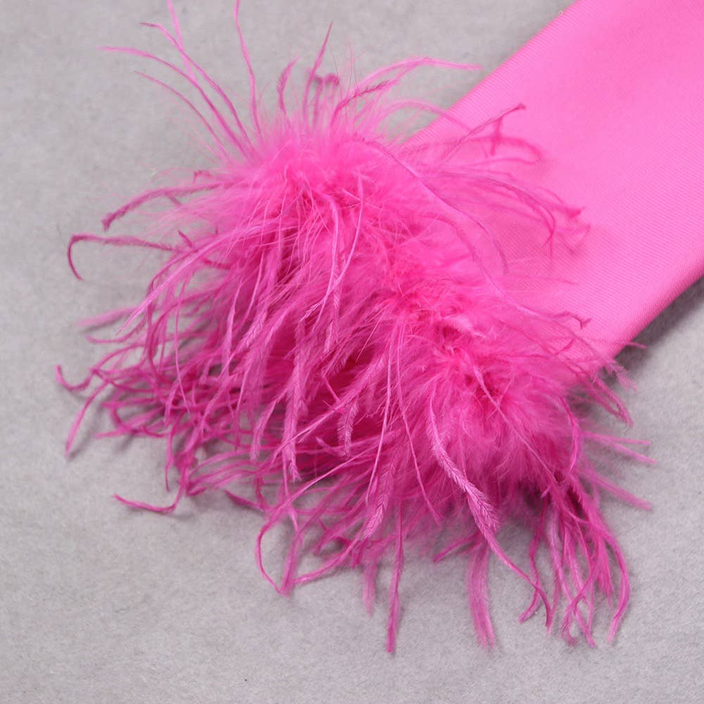 Sanyao Fashion – Großhandel Kleid – Damen – SY315 Elegantes Langarmkleid mit Straußenfedern für Herbst und Winter9