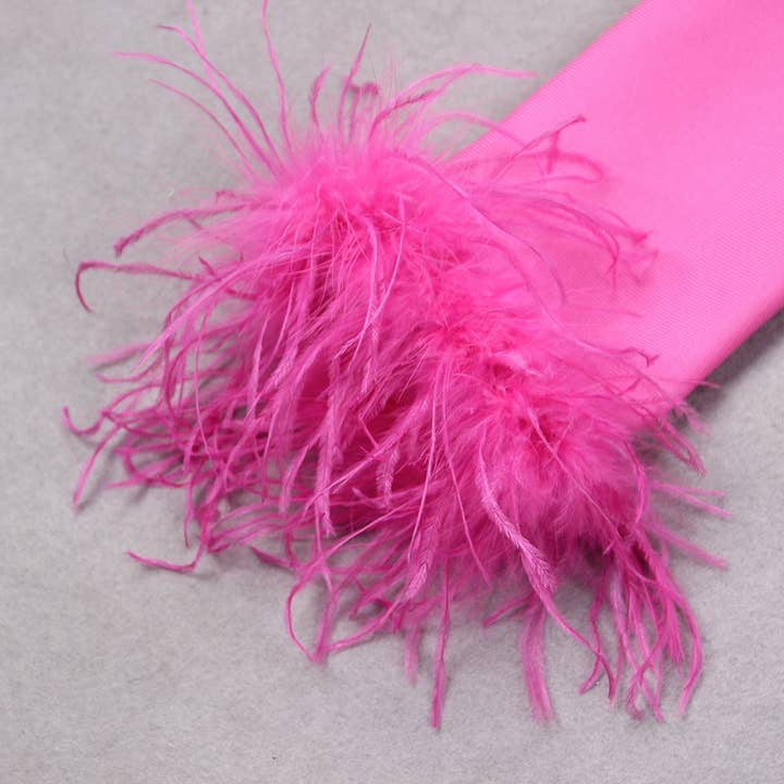 Sanyao Fashion - Wholesale Dress – Women's - SY315 Chic Autumn/Winter Long-Sleeve Ostrich Feather Dress9