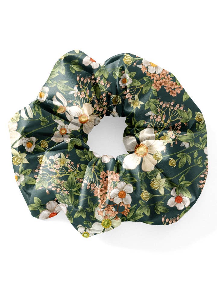 Silk Scrunchie | Lake Blue Anemone for wholesale by LINNA