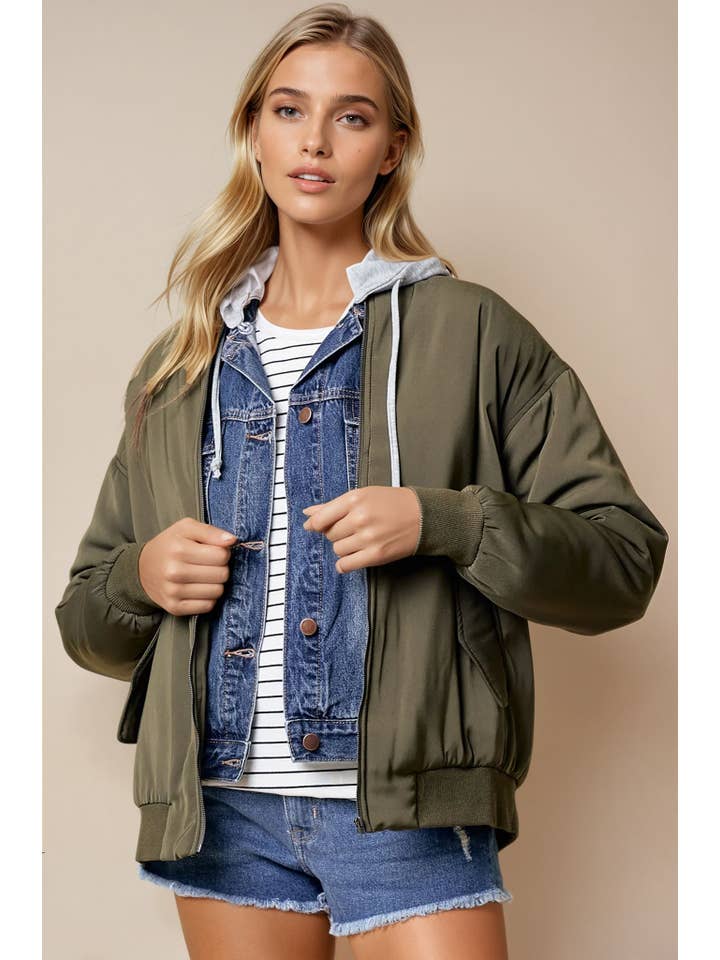 Doe and Rae - Wholesale Bomber Jacket - Women's - Drop Shoulder Bomber Jacket - 10260J-14