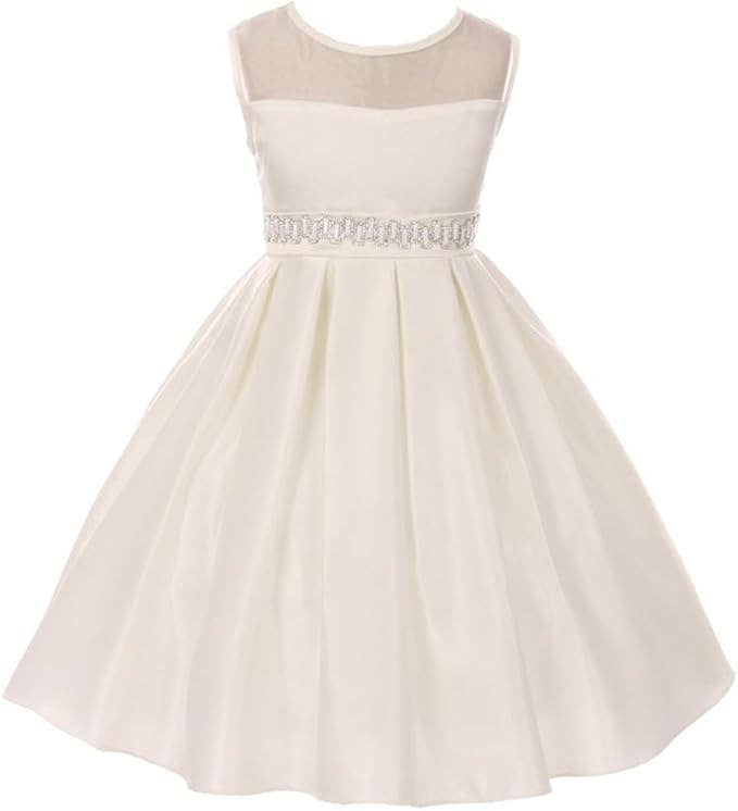 iGirlDress - Wholesale Dress - Kids - Little Girls Illusion Satin Flower Girl Communion Dress 4-161