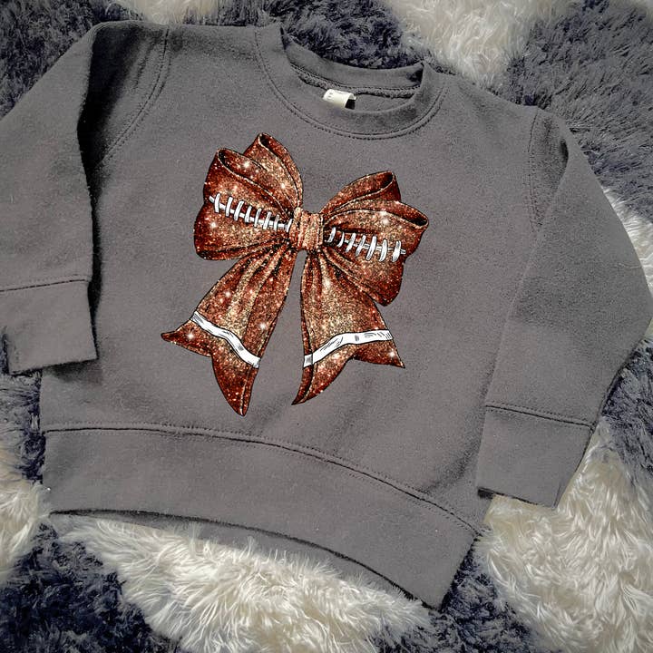 Football faux sequin bow Sweatshirt for wholesale by SDTINYTEES