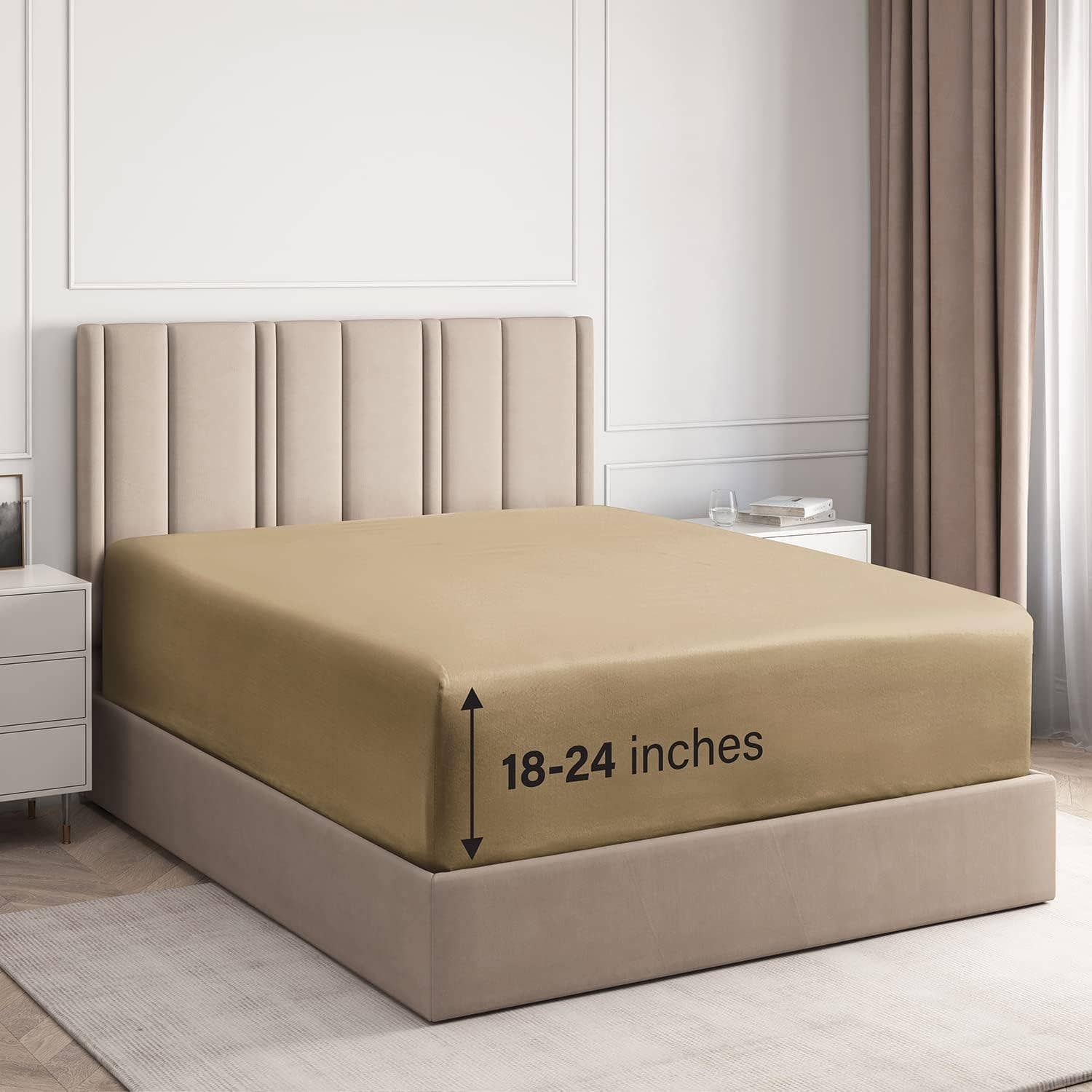 CGK Unlimited - Wholesale Fitted Sheet - 100% Cotton 400 TC Fitted Sheet Only - Fits 18"-24" Mattress1