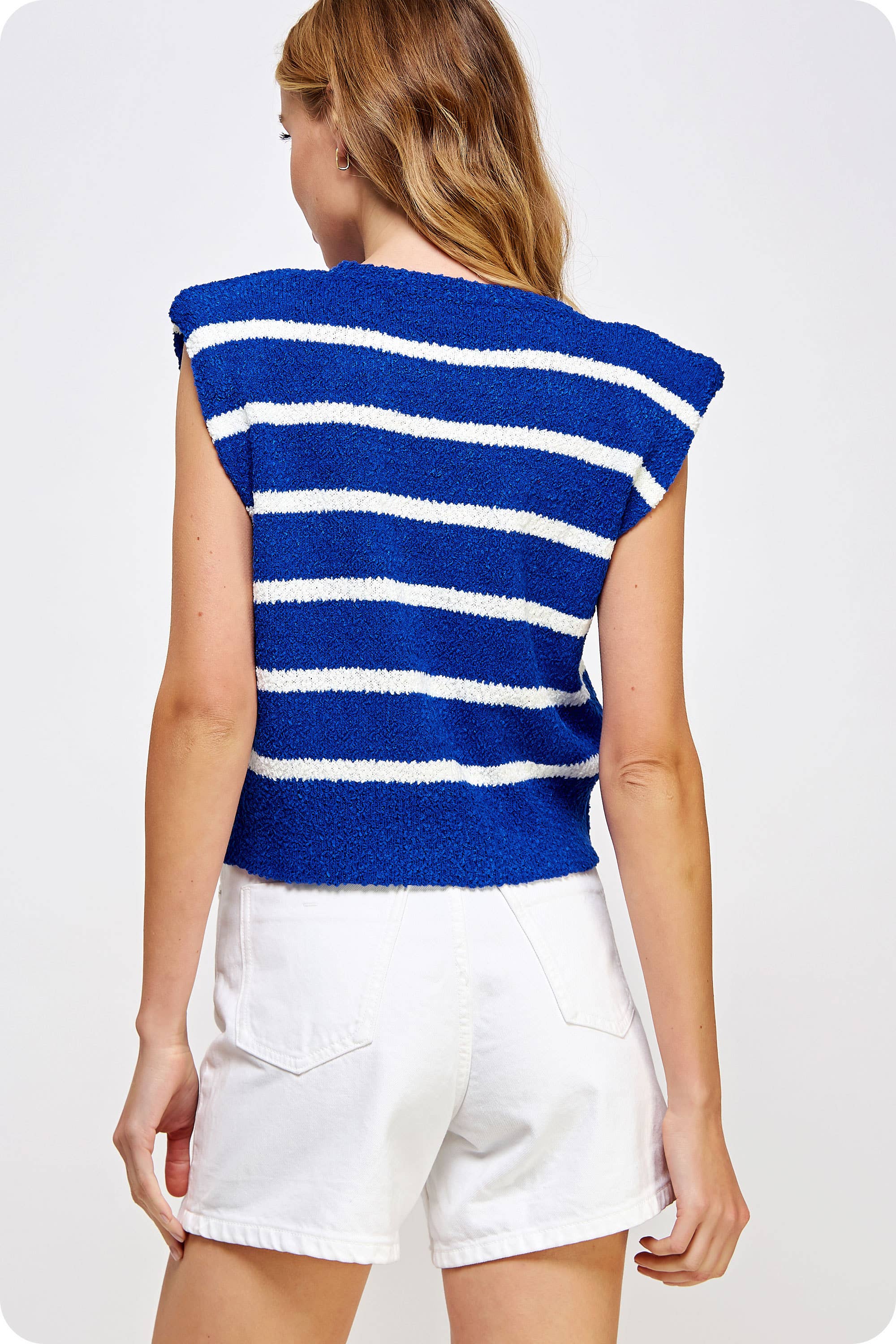 Strut & Bolt - Wholesale Tank Top - Women's - Shoulder Pad Sleeveless Textured Striped Knit Top5