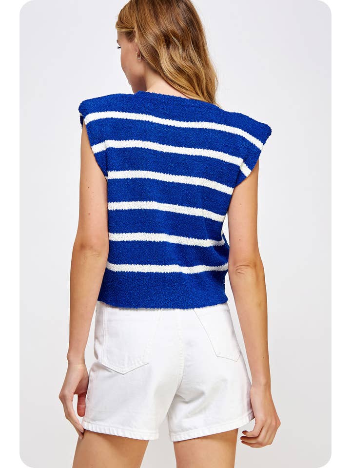 Strut & Bolt - Wholesale Tank Top - Women's - Shoulder Pad Sleeveless Textured Striped Knit Top5
