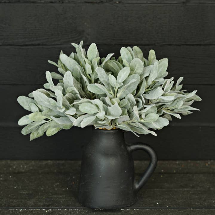 Two Ten Original LLC - Wholesale Artificial Plant - 14in Flocked Lamb Ear Leaves Bush-4