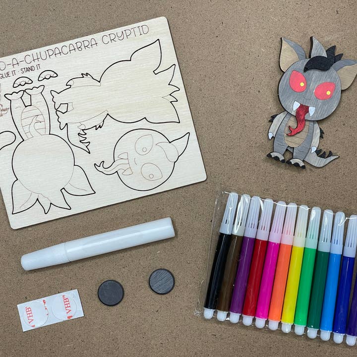 Reclaimed Woodworks Home Decor - Wholesale DIY Craft Kit - DIY Chupacabra Magnet Kit MYTHICAL CRAFT KIT3