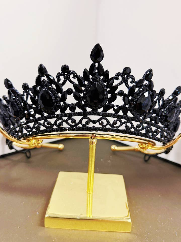 Black Rhinestone Crown, Princess Hair Jewelry, Black Crown for wholesale by Happy Dream Gifts