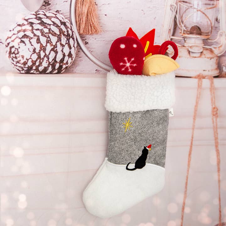 Cat in the Box LLC - Wholesale Holiday Stocking - Christmas Stocking for Cats with Three Holiday Cat Toys