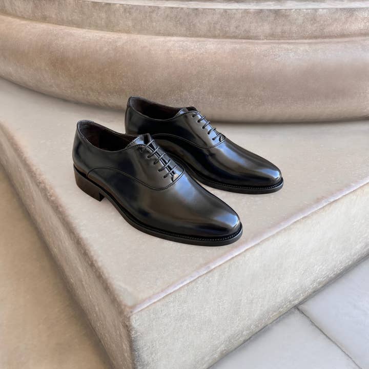 Otisopse – Großhandel Oxford-Schuhe – Herren – Schwarze Oxford-Schuhe aus gebürstetem Leder2