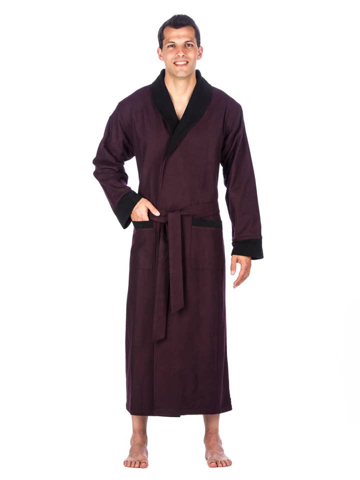Noble Mount - Wholesale Robe – Men's - Men's Premium 100% Cotton Flannel Fleece Lined Robe9