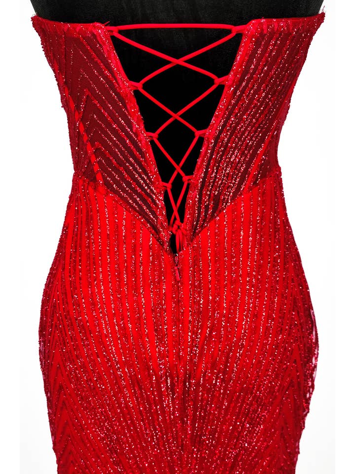 Chicas - Wholesale Gown - Women's - Long sparkling mermaid dress with hanging jewels CF00115