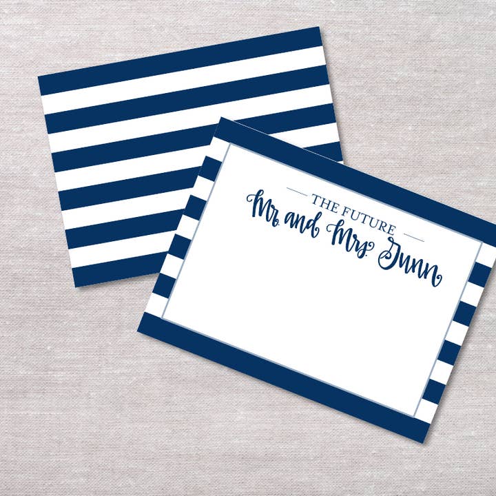 Striped Custom Hand Lettered Flat Notecards for wholesale by The Redheaded Camel