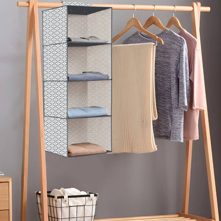 Ledsone - Wholesale Clothes hangers - Fabric Hanging Storage with 5 shelf shelves Clothes Organizer ~532821