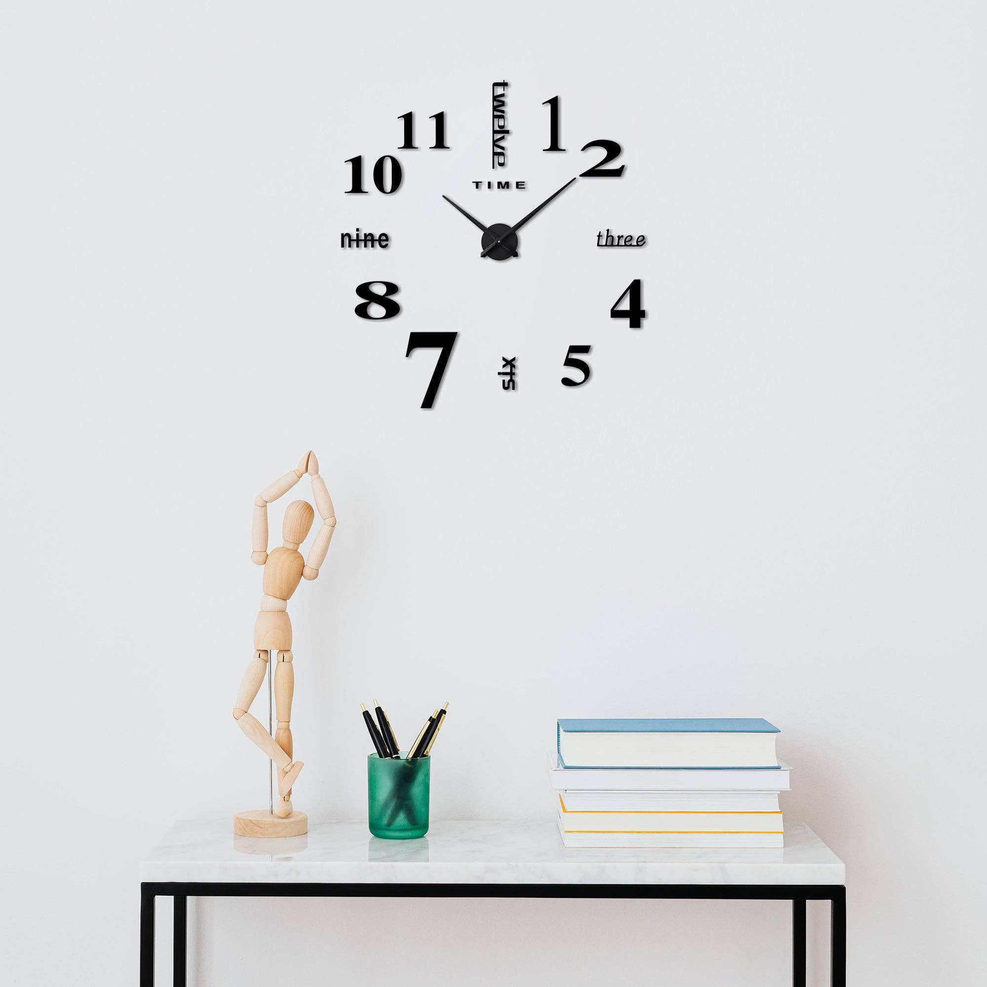 Ledsone – wholesale Wall clock – Unusual Large Wall Clocks 3D Sticker large Number the Clocks Frameless~54073