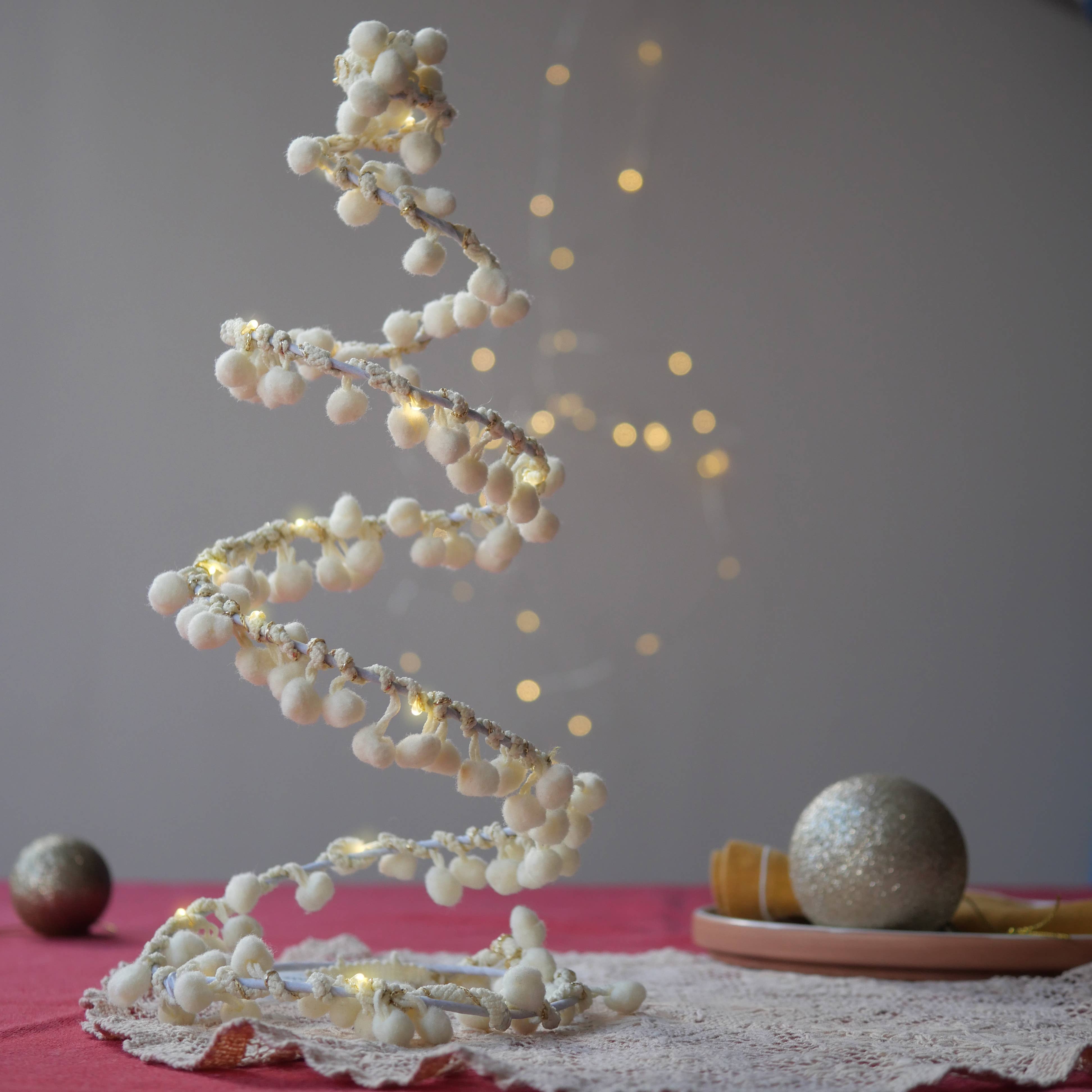 Melanie Porter – wholesale Christmas decoration – Pom Pom Light Up Tabletop Tree - Christmas Decoration0