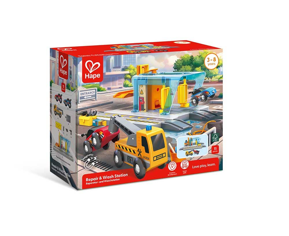 Hape Toys - Vente Jouet en bois – enfant - Station de réparation et de lavage5