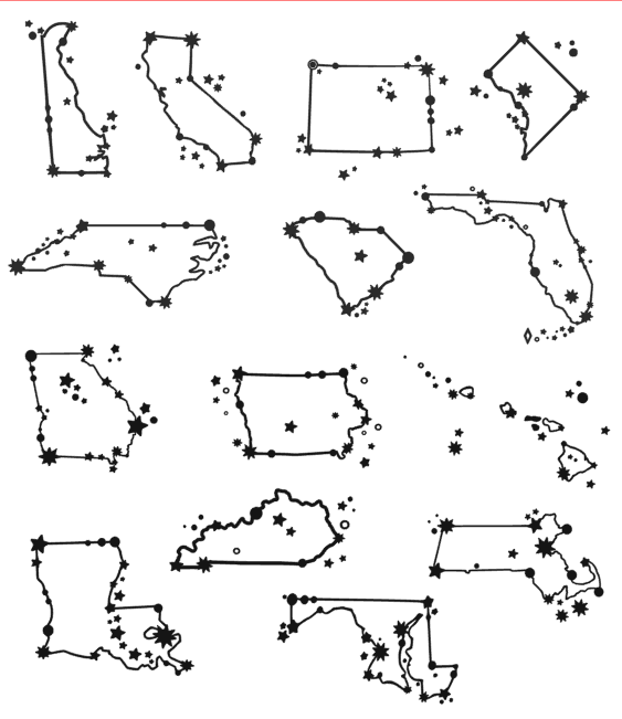 Monster Dance Designs - Vente Verre/chope à bière - Constellation de carte d'État Constellation Gravé Pint Glass3