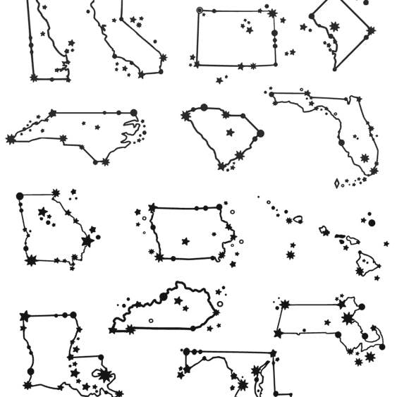 Monster Dance Designs - Vente Verre/chope à bière - Constellation de carte d'État Constellation Gravé Pint Glass3