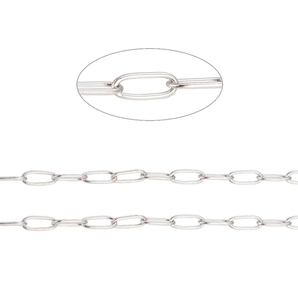 Love, Paige Designs - Wholesale Link & Chain Necklace - Silver Paperclip Link Chain 4.8mm By the Foot - Stainless Steel1