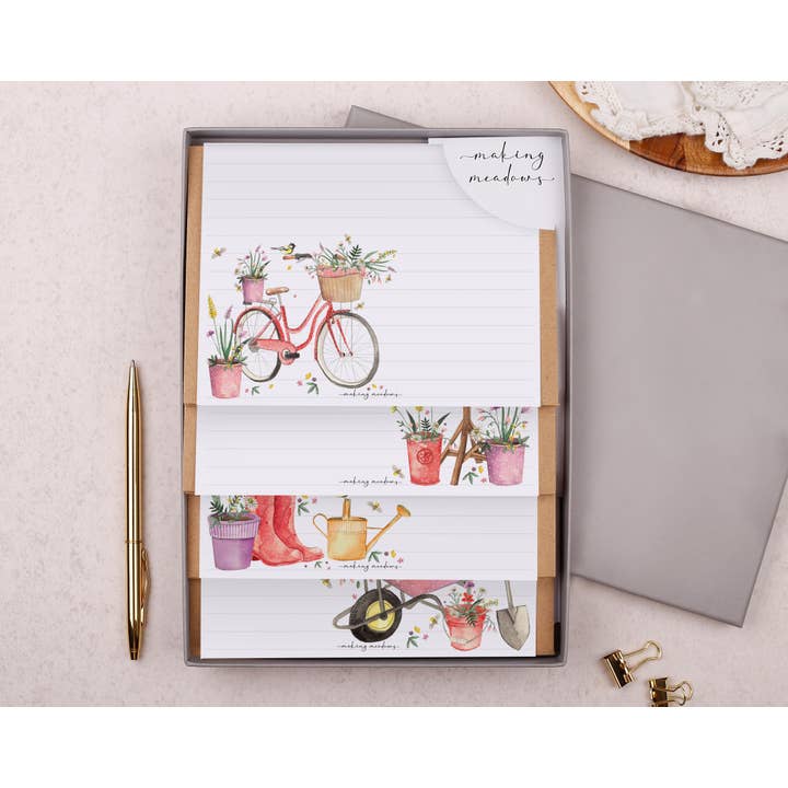Conjunto de papel para escrever cartas | Caixa de presente de jardim com forro A5 por atacado de Making Meadows Ltd