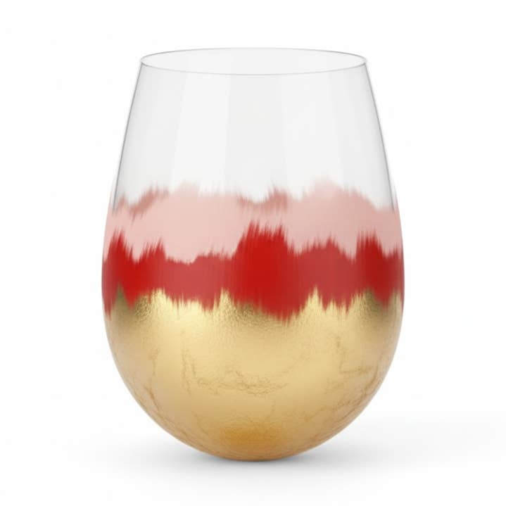 Abstract Metallic Valentines Day Stemless Wine Glass for wholesale by Zim Designs