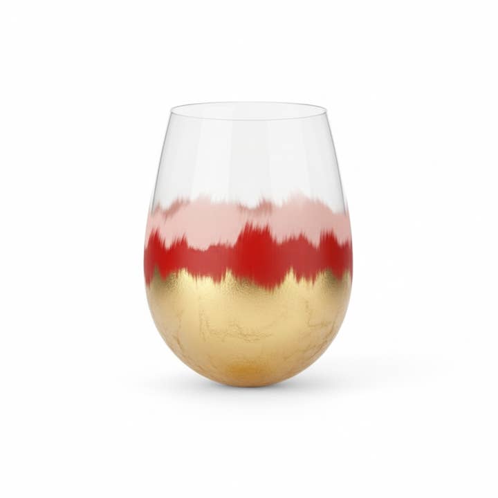 Abstract Metallic Valentines Day Stemless Wine Glass for wholesale by Zim Designs
