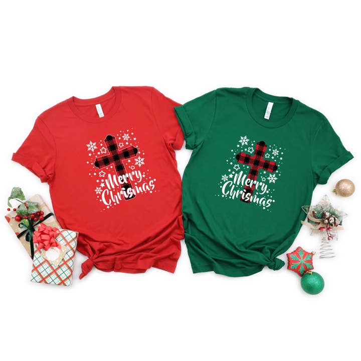 Merry Christmas Red Buffalo Plaid Cross Shirt, Red Buffalo for wholesale by Tee Story