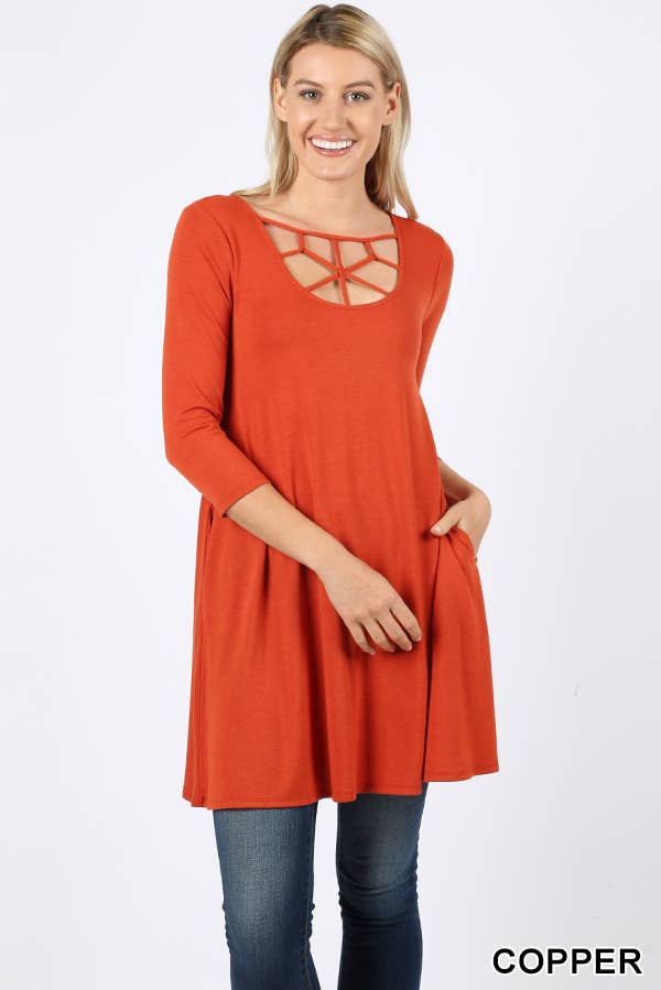 42POPS - Vente Tunique – femme - Tunique à manches 3/4 avec détail croisé et poches8