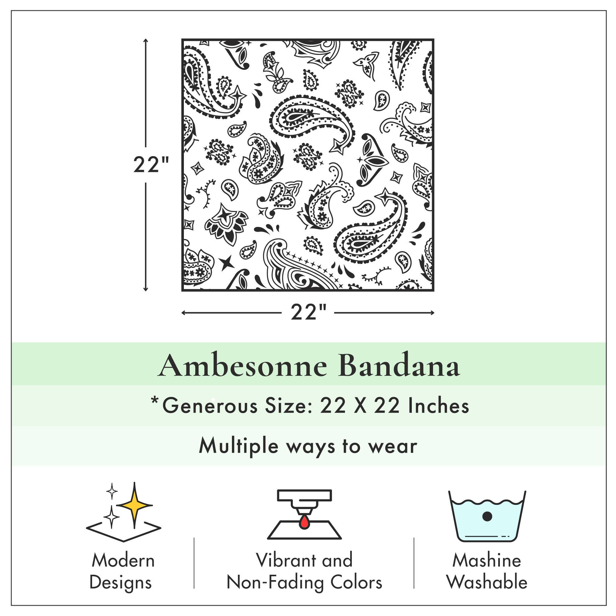 Ambesonne - Vente Bandana – unisexe - Bandana Arc-en-ciel Spectre de Couleurs en Rayures 22"3