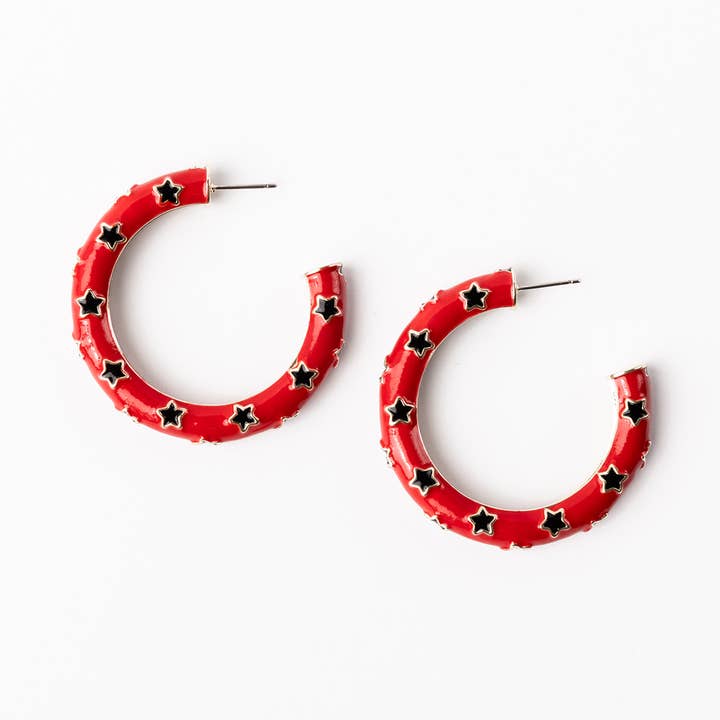 Earrings Justine Red & Black L for wholesale by Michelle McDowell