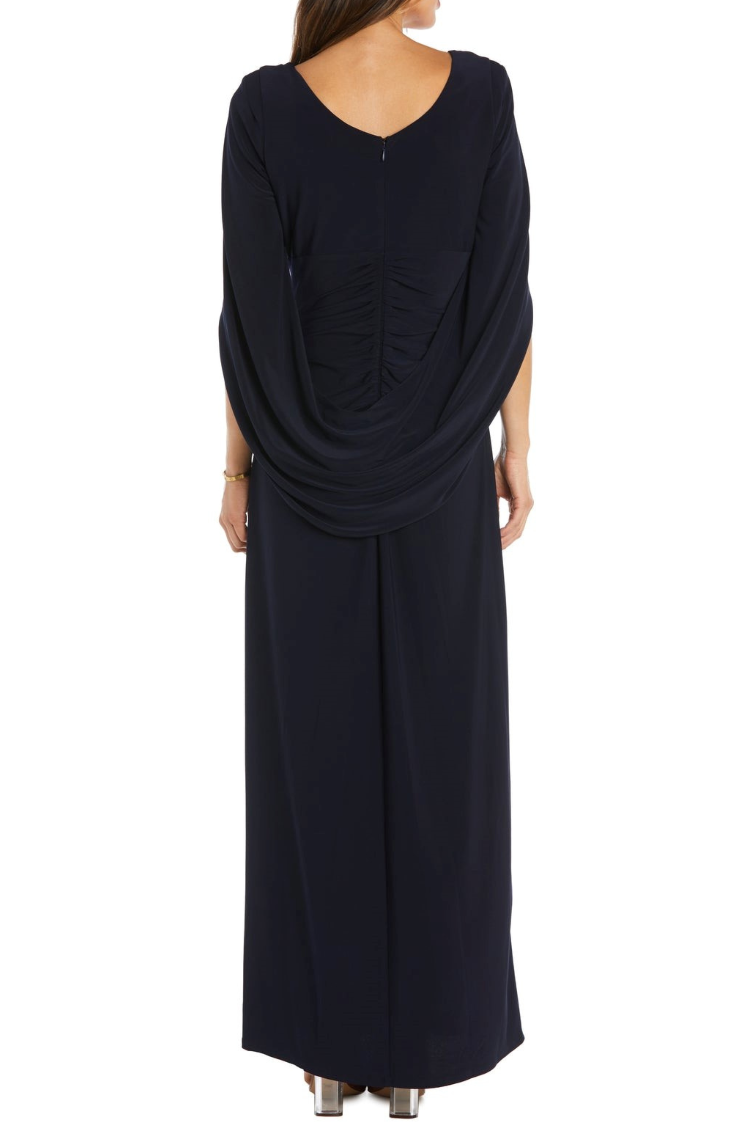 NAVY RM Richards Draped Shawl Sleeve Long Evening Dress for wholesale on Faire1