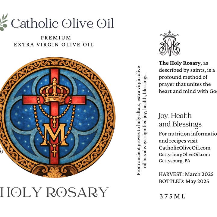 Catholic Olive OIl - Wholesale Olive Oil - Holy Rosary Extra Virgin Olive Oil2