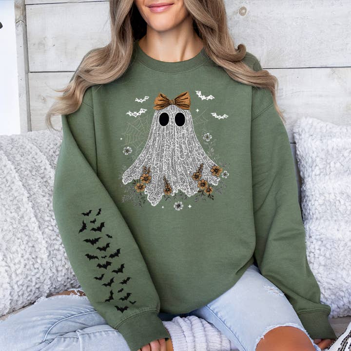 Felpa con Fantasma di Pizzo Carino (Fronte e Manica) per la vendita all'ingrosso da parte di Into The Desert